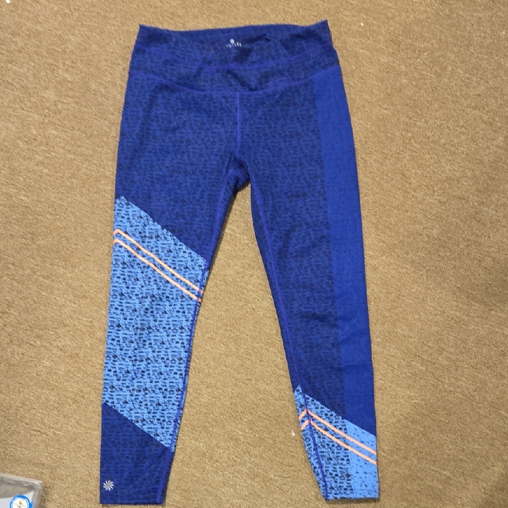 Athleta Purple and Blue Patterned Workout Leggings Size M
